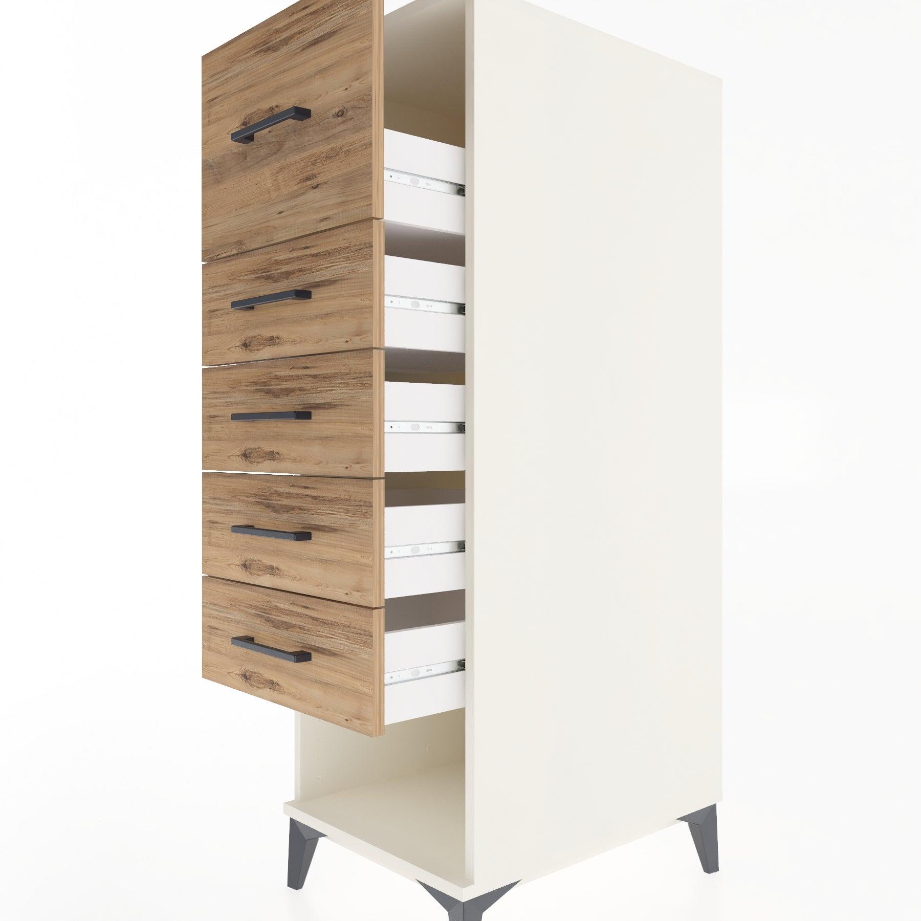 Woodntry Modular Cabinet Moonstone 44x30x122 cm with Drawers and Shelves CR29-1