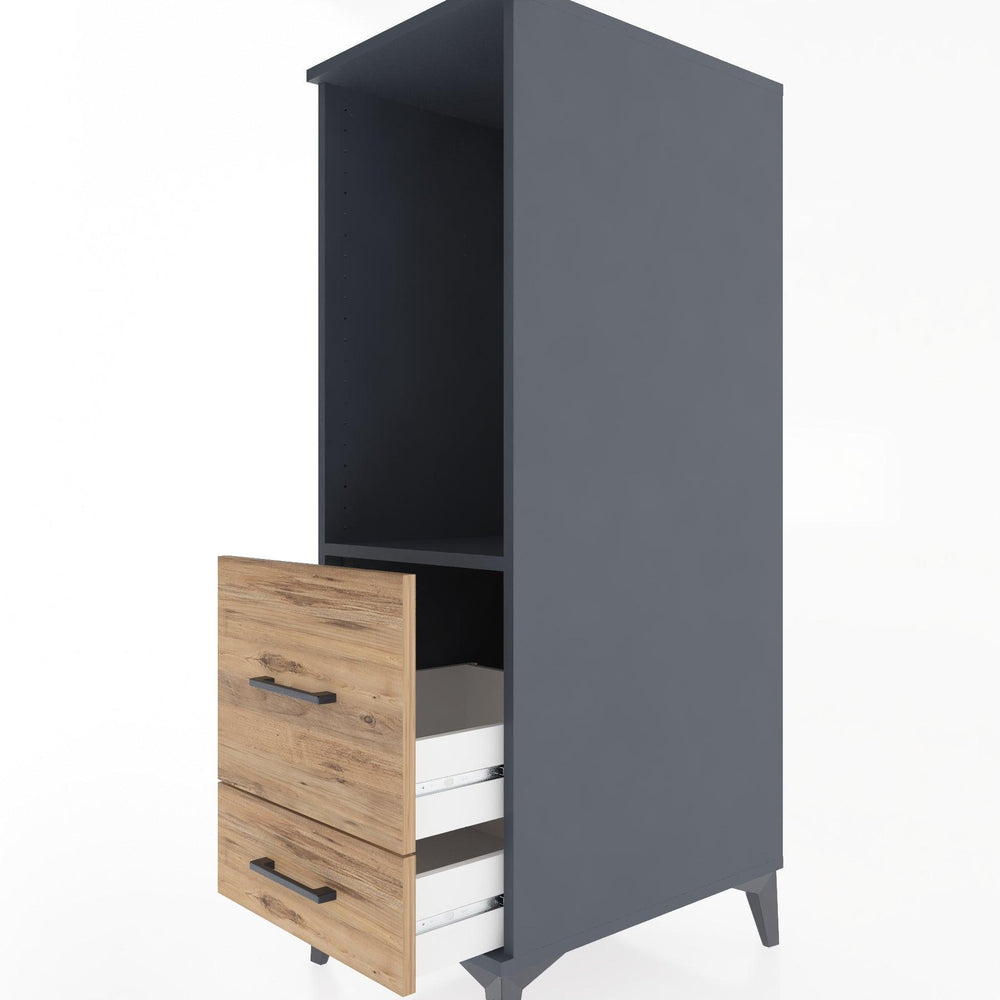 Woodntry Modular Cabinet Anthracite 44x30x122 cm with Drawers and Shelves CR79-2