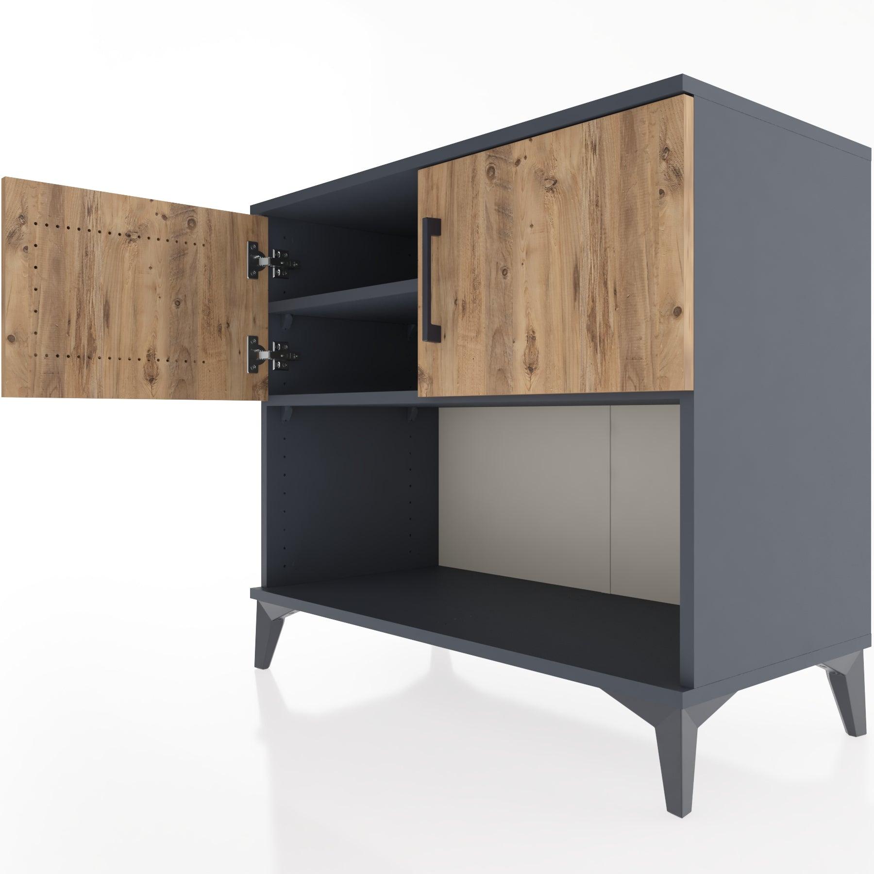 Woodntry Modüler Şifonyer Antrasit 88x44x68 cm Kapaklı ve Raflı KR29-2