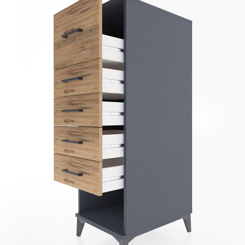 Woodntry Modular Cabinet Anthracite 44x30x122 cm with Drawers and Shelves CR29-2