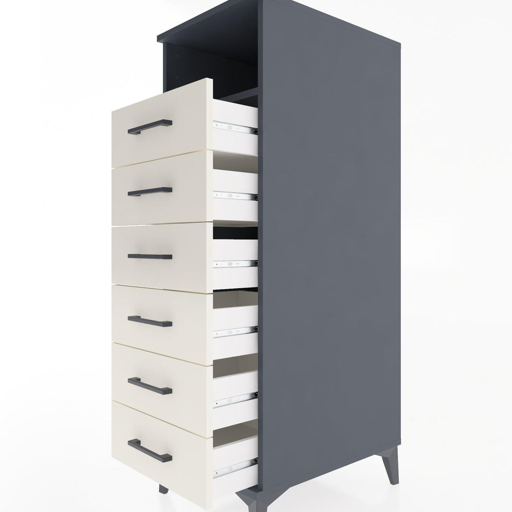 Woodntry Modular Cabinet Anthracite 44x59x122 cm with Drawers and Shelves CR129-2