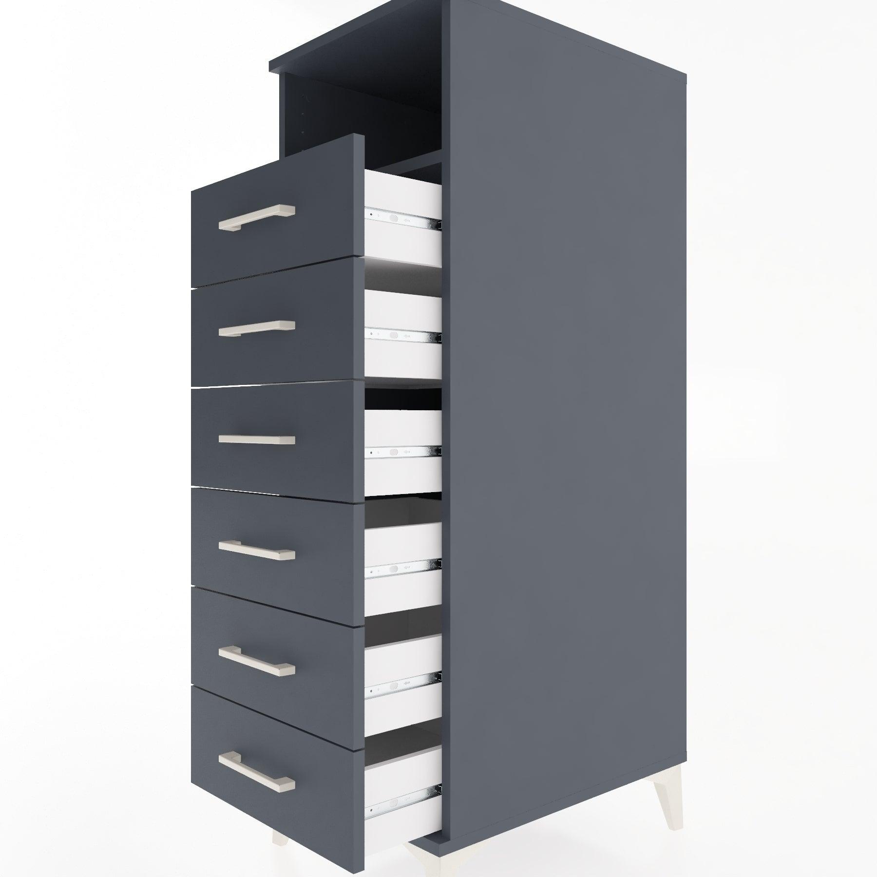 Woodntry Modular Cabinet Anthracite 44x59x122 cm with Drawers and Shelves CR129-2