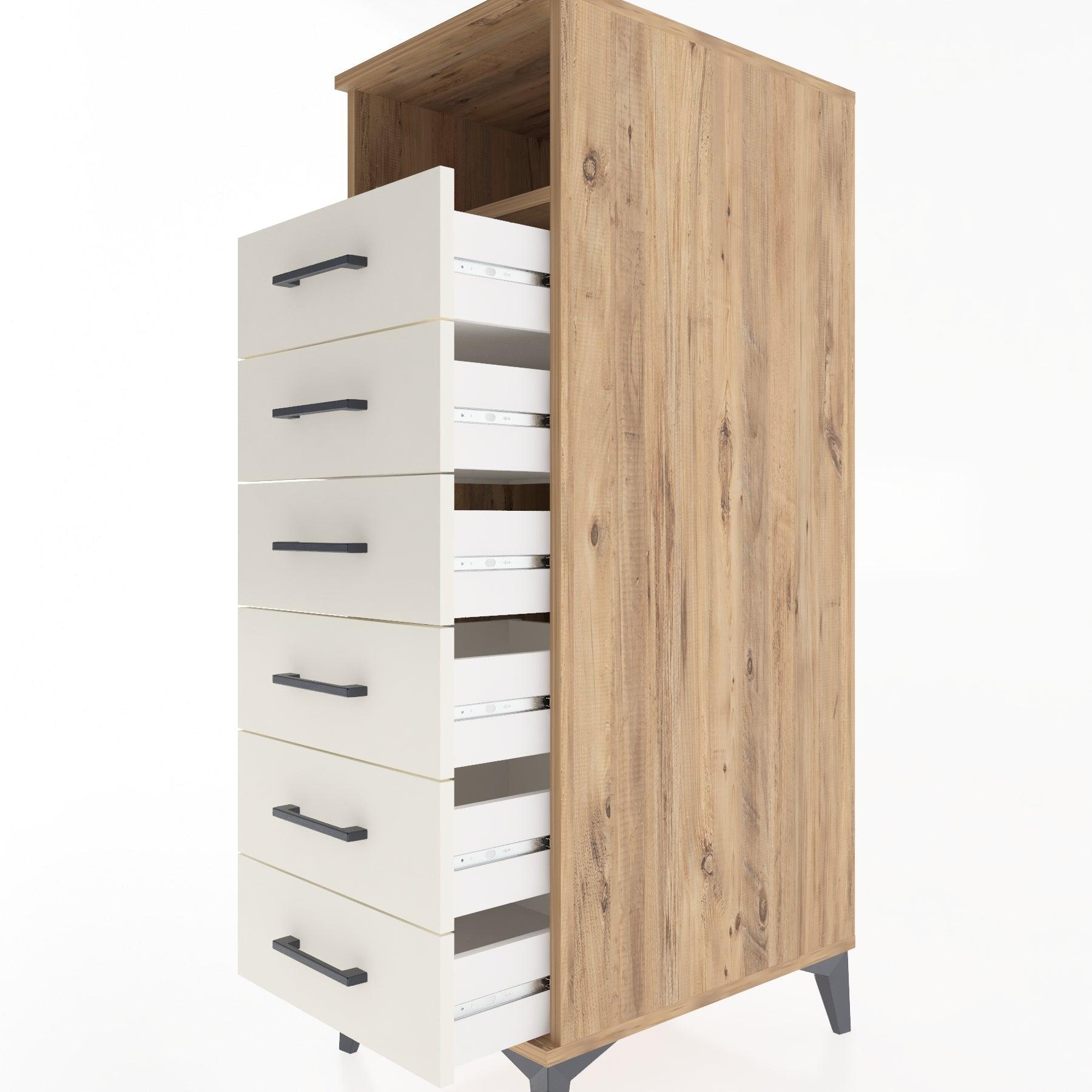Woodntry Modular Cabinet Pine 44x59x122 cm with Drawers and Shelves CR129-3