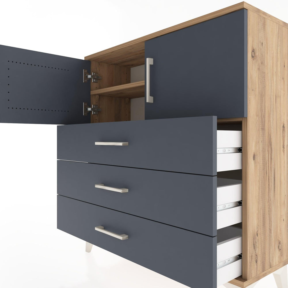 Woodntry Modüler Şifonyer Çam 88x30x84 cm Kapaklı ve Çekmeceli KC29-3