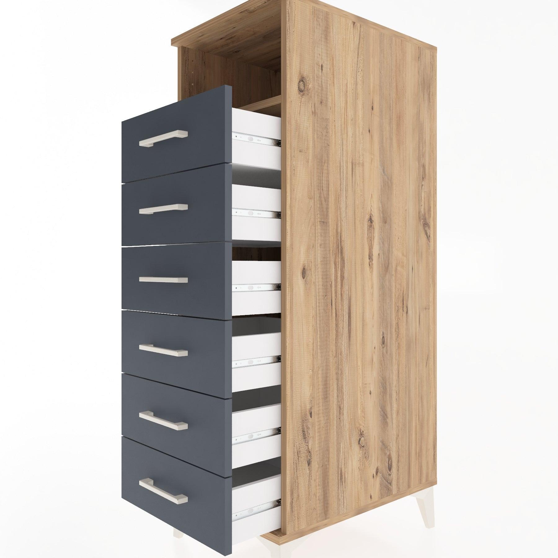 Woodntry Modular Cabinet Pine 44x59x122 cm with Drawers and Shelves CR129-3