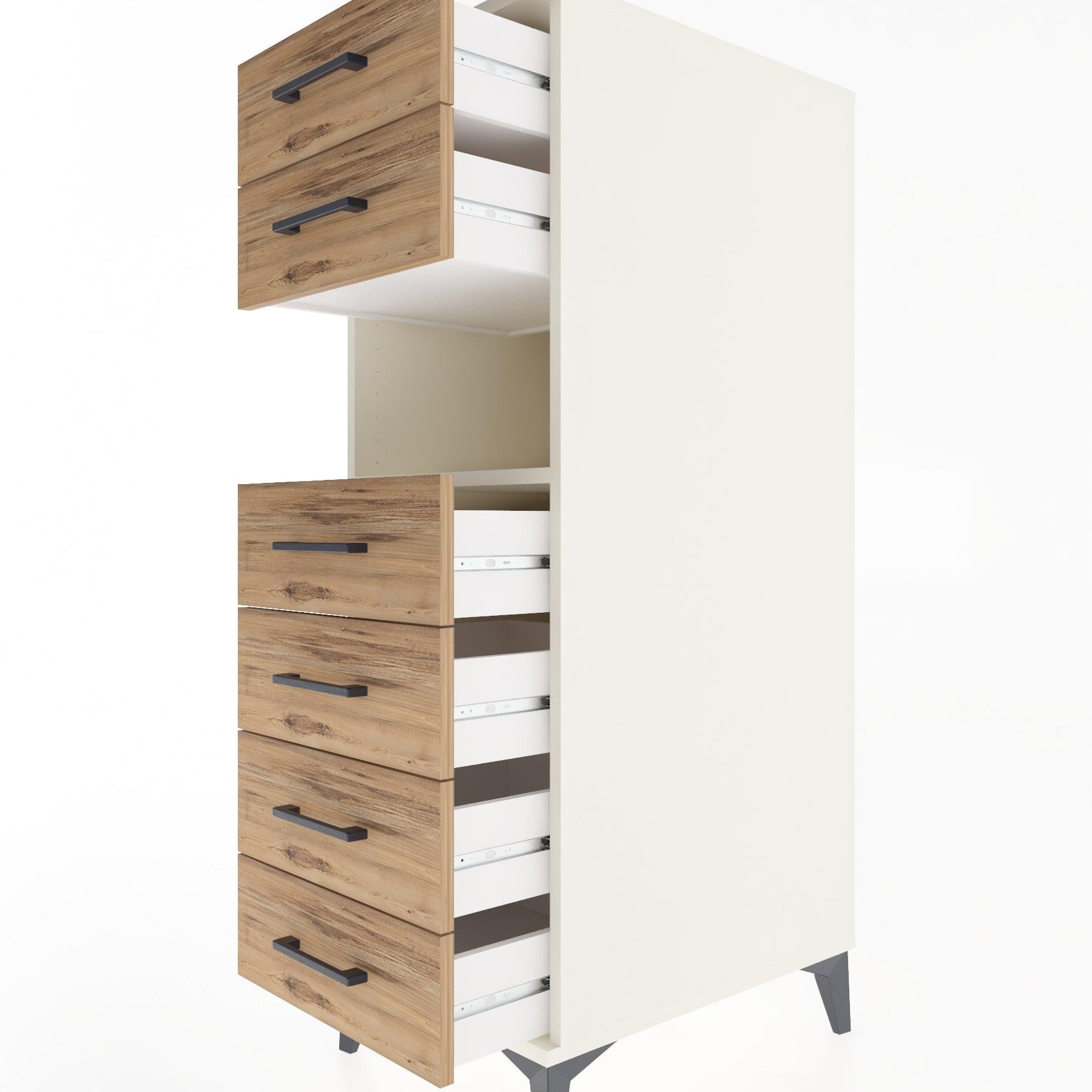 Woodntry Modular Cabinet Moonstone 44x59x122 cm with Drawers and Shelves CR130-1