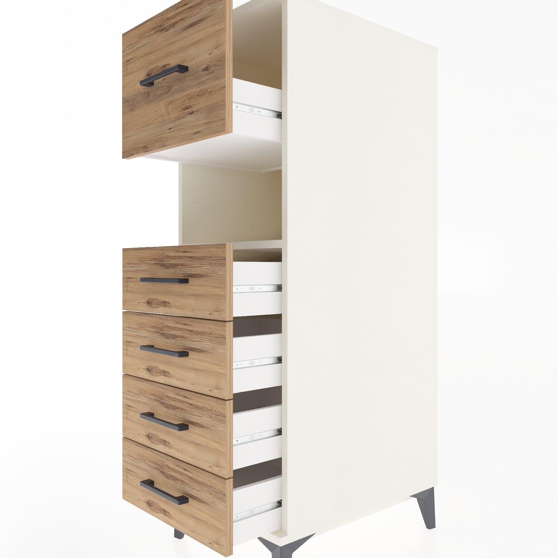 Woodntry Modular Cabinet Moonstone 44x30x122 cm with Drawers and Shelves CR30-1