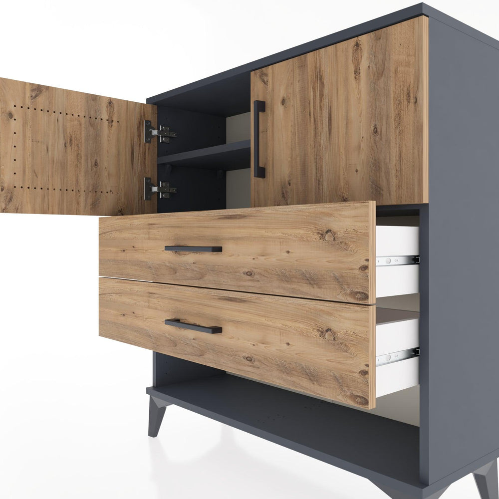 Woodntry Modüler Şifonyer Antrasit 88x30x84 cm Fonksiyonel F30-2