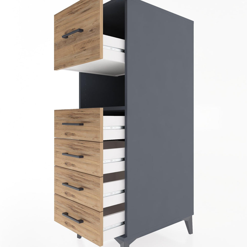 Woodntry Modular Cabinet Anthracite 44x59x122 cm with Drawers and Shelves CR30-2