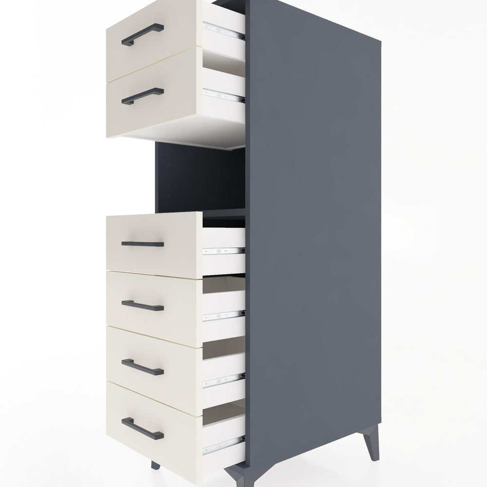 Woodntry Modular Cabinet Anthracite 44x59x122 cm with Drawers and Shelves CR130-2