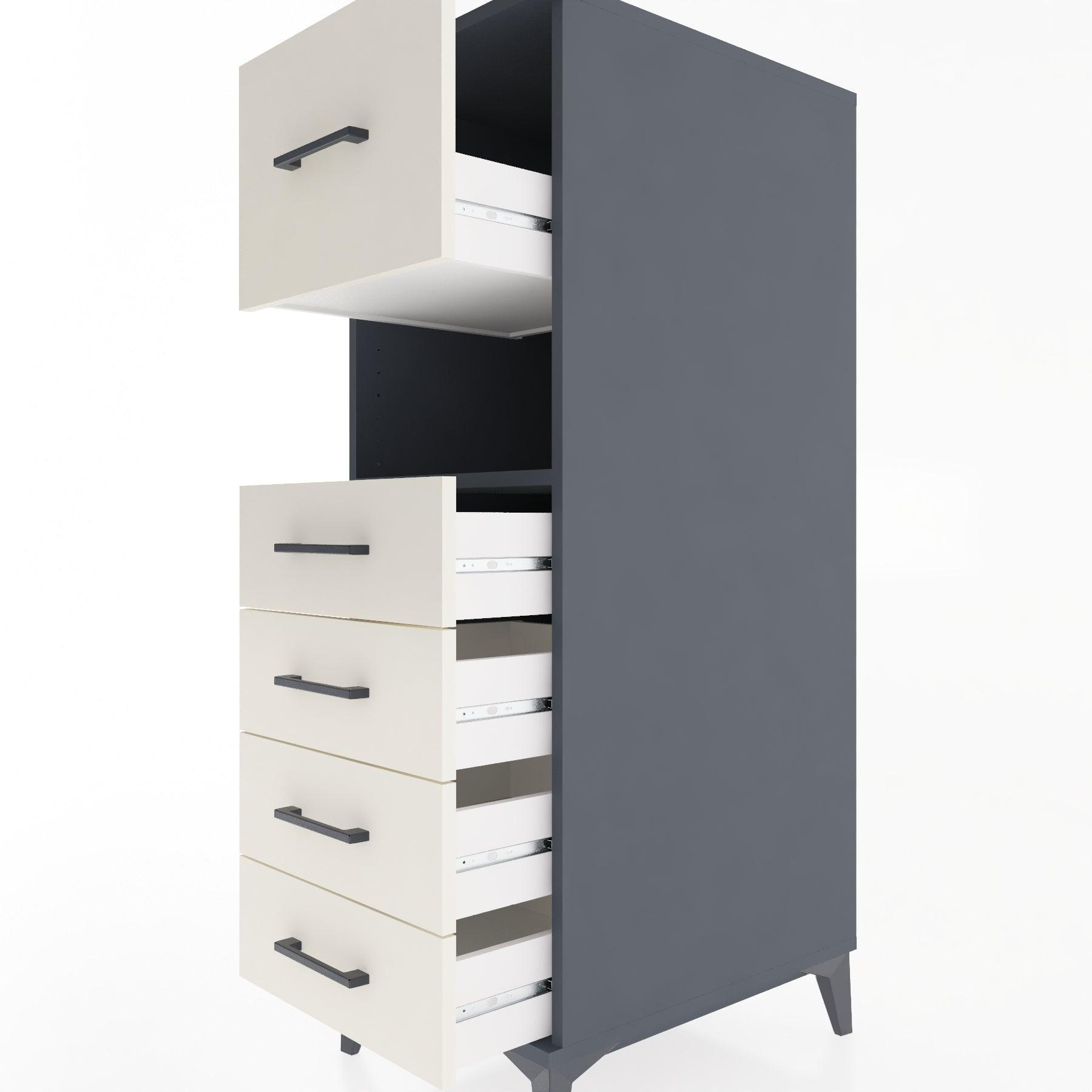 Woodntry Modular Cabinet Anthracite 44x30x122 cm with Drawers and Shelves CR30-2
