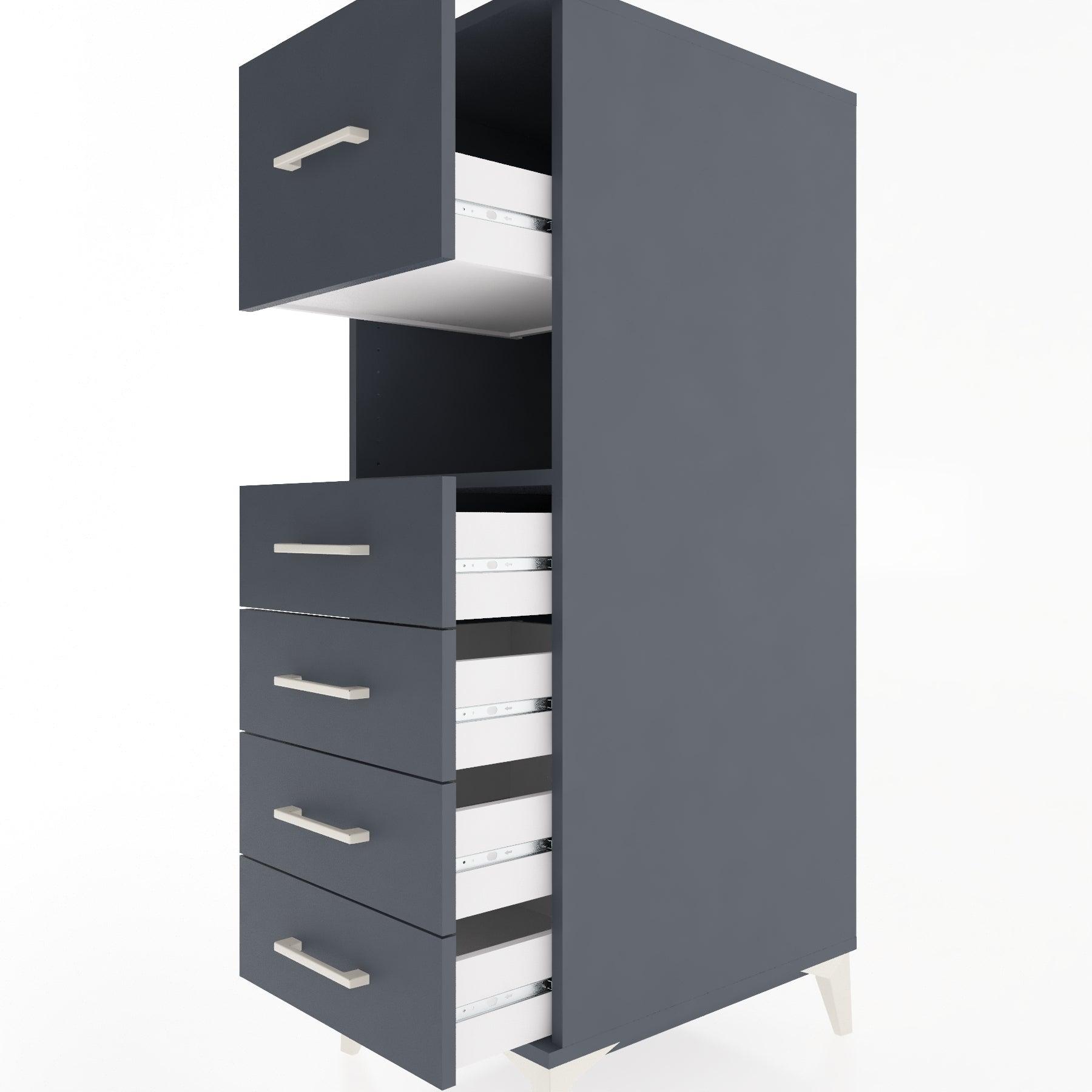 Woodntry Modular Cabinet Anthracite 44x30x122 cm with Drawers and Shelves CR30-2