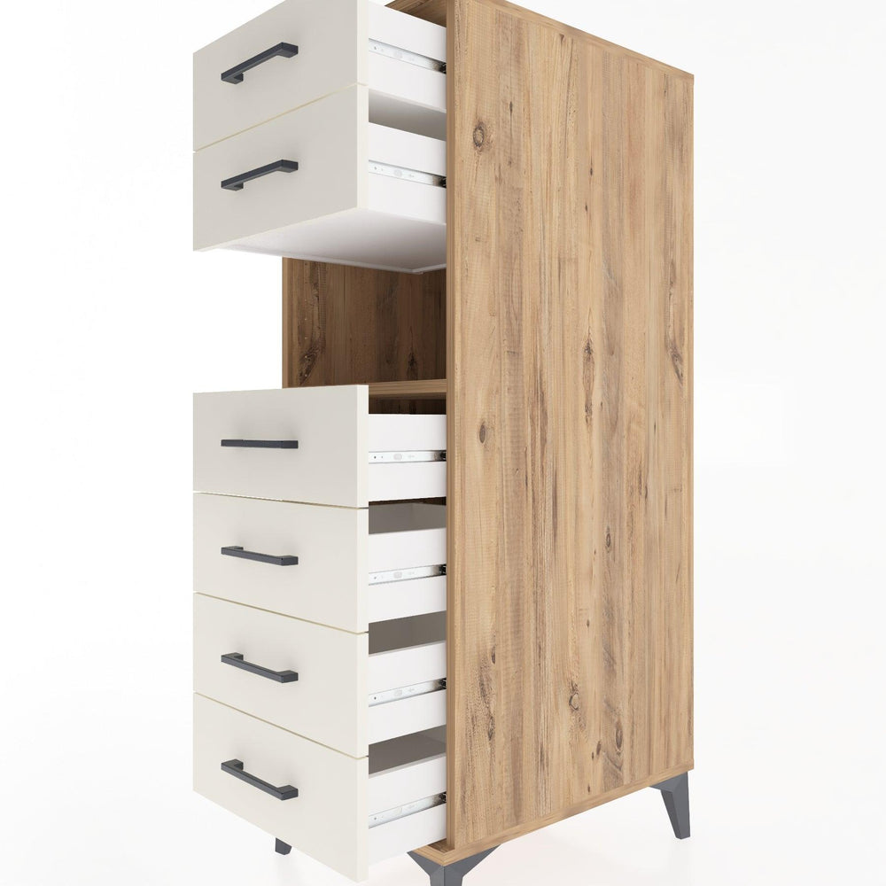 Woodntry Modüler Dolap Çam 44x59x122 cm Çekmeceli ve Raflı CR130-3