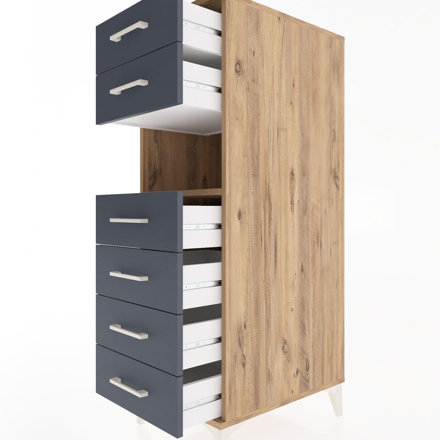 Woodntry Modular Cabinet Pine 44x59x122 cm with Drawers and Shelves CR130-3