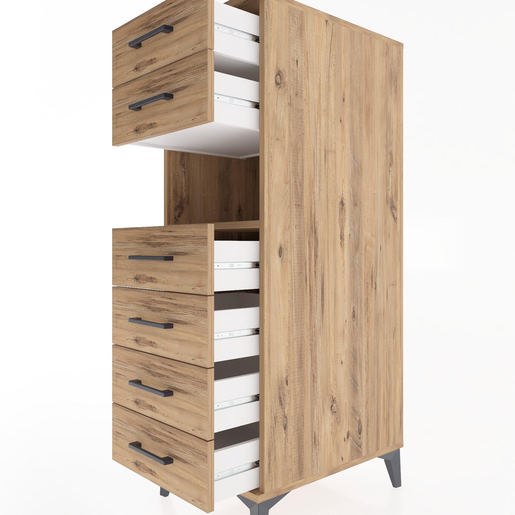 Woodntry Modular Cabinet Pine 44x59x122 cm with Drawers and Shelves CR130-3