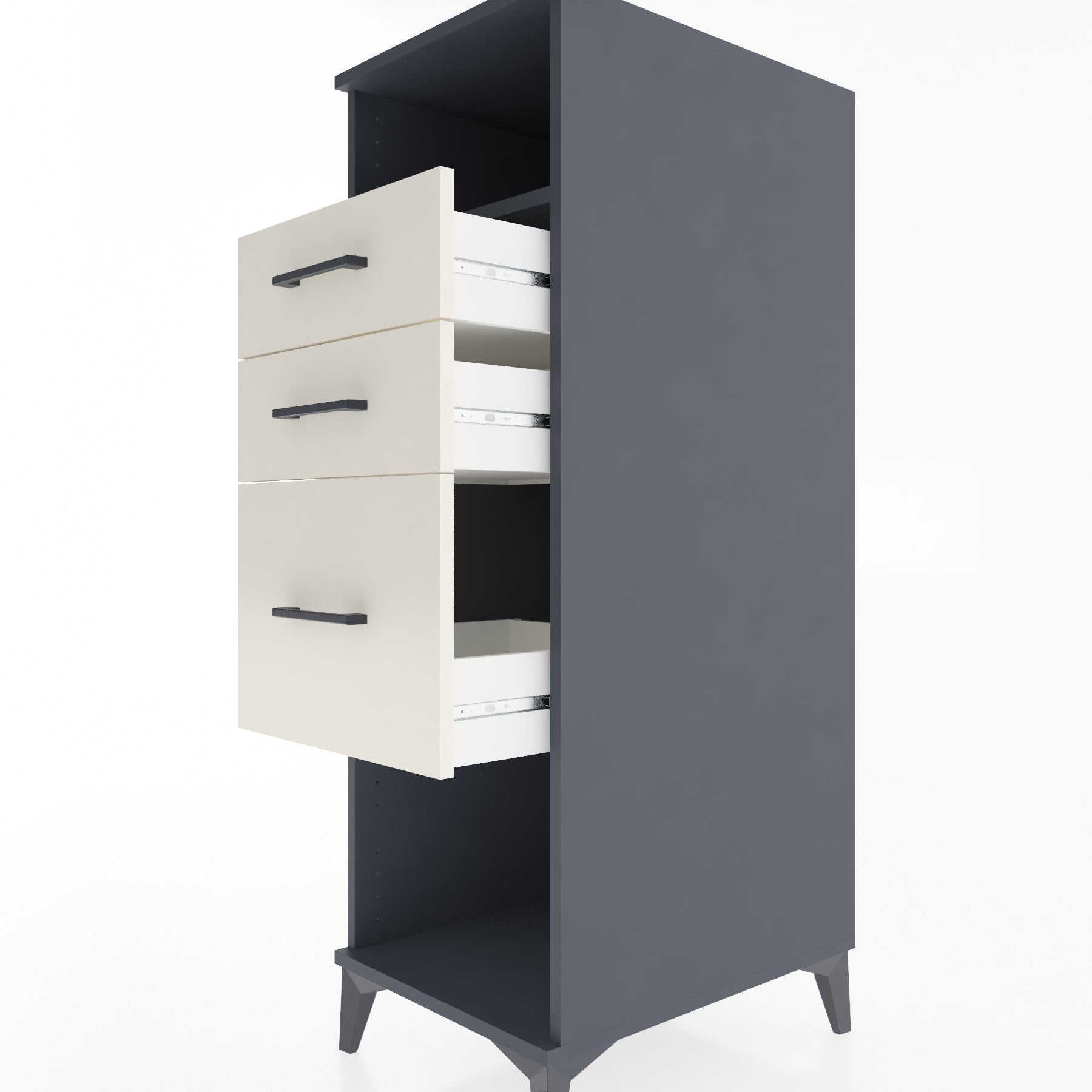 Woodntry Modüler Dolap Antrasit 44x59x122 cm Çekmeceli ve Raflı CR81-2