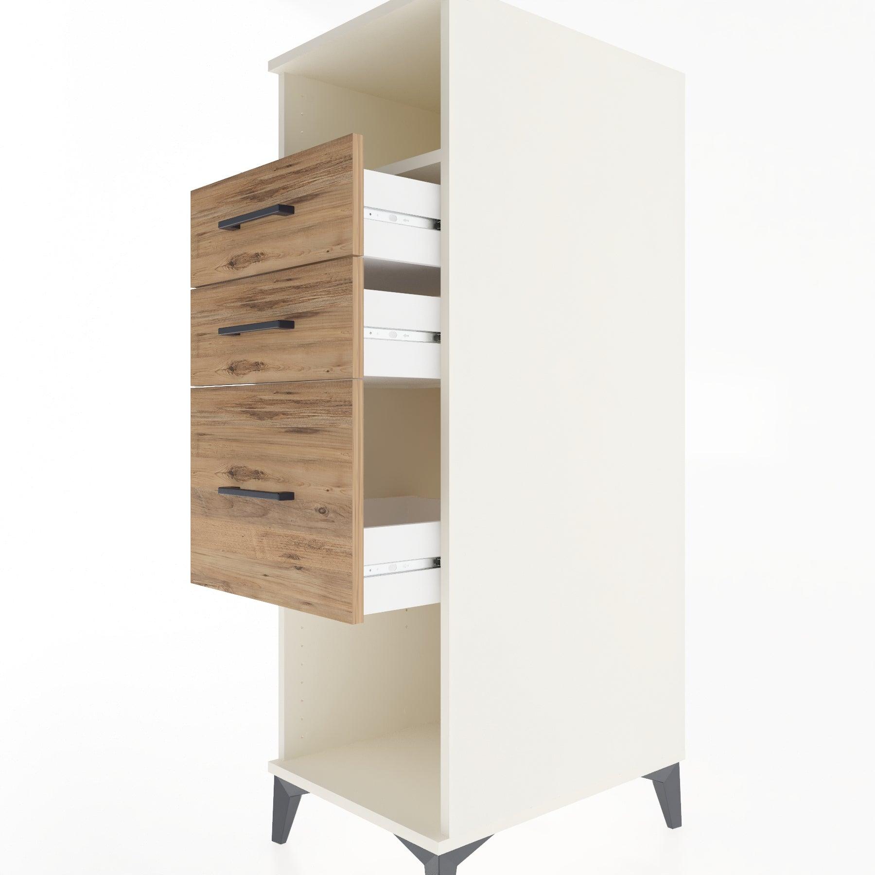 Woodntry Modular Cabinet Moonstone 44x30x122 cm with Drawers and Shelves CR31-1