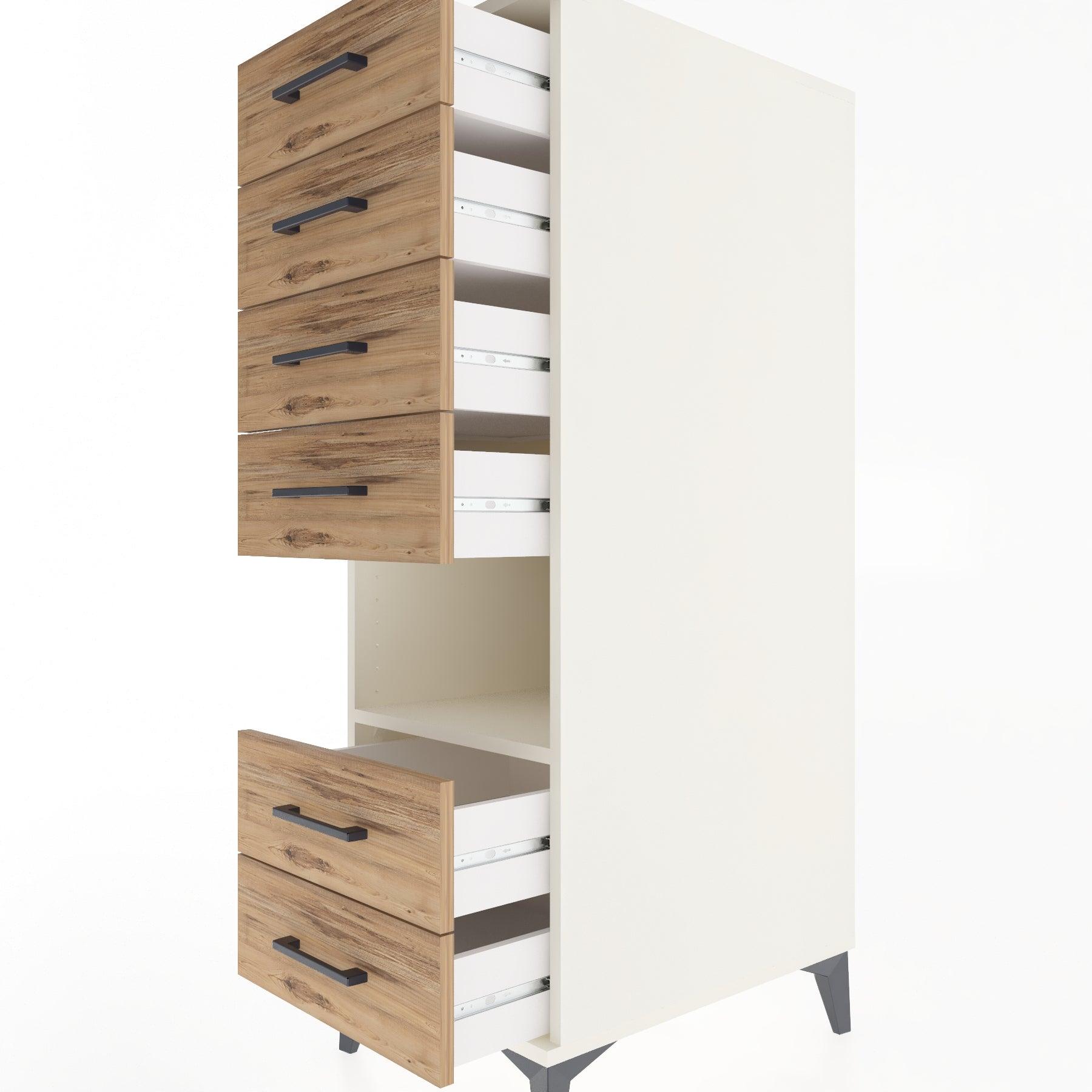 Woodntry Modular Cabinet Moonstone 44x59x122 cm with Drawers and Shelves CR131-1
