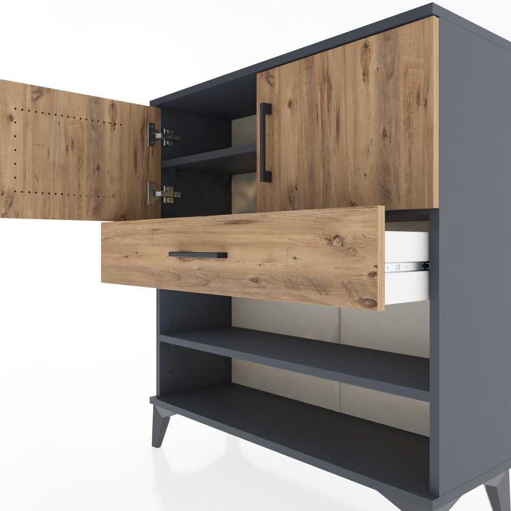 Woodntry Modüler Şifonyer Antrasit 88x30x84 cm Fonksiyonel F31-2