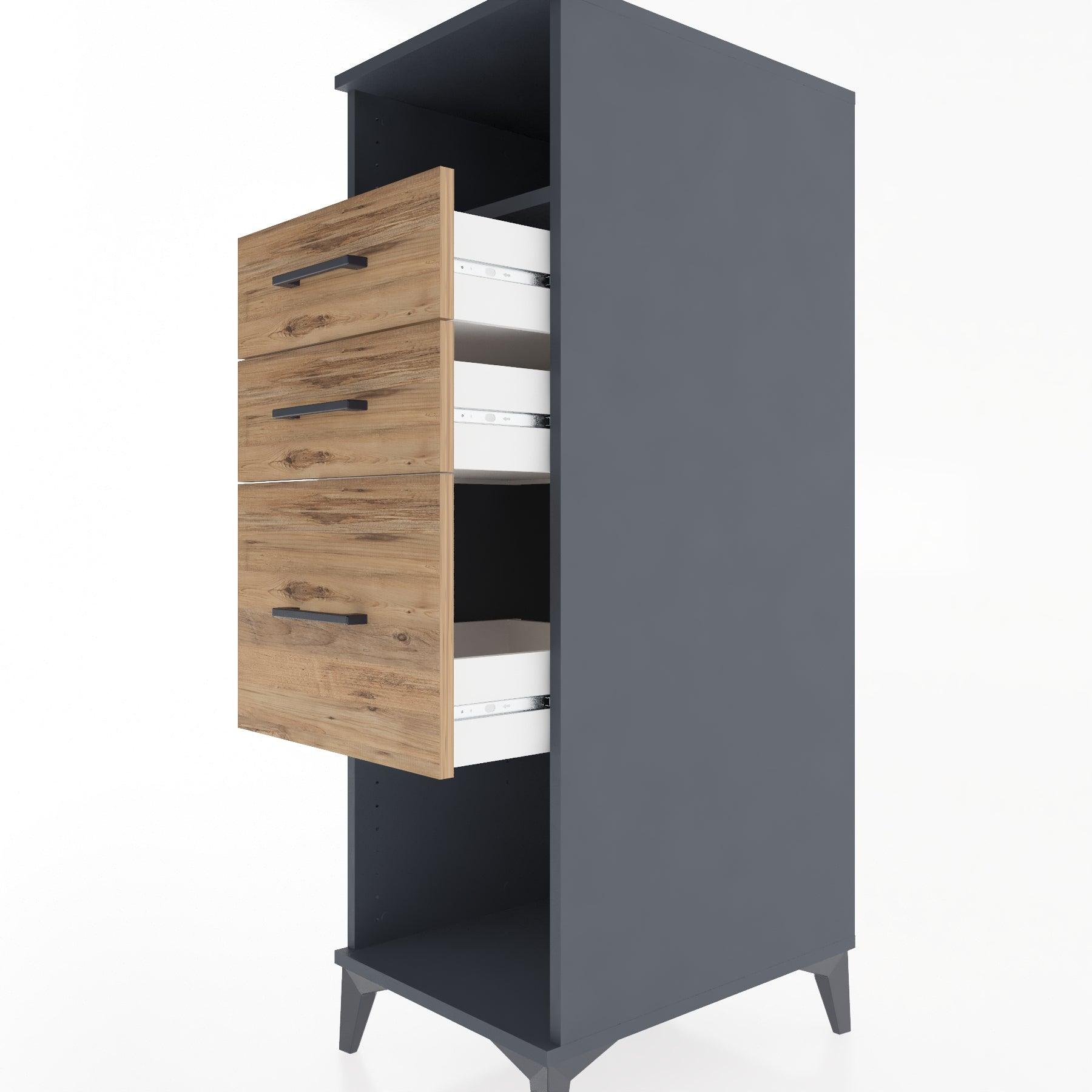 Woodntry Modular Cabinet Anthracite 44x30x122 cm with Drawers and Shelves CR31-2