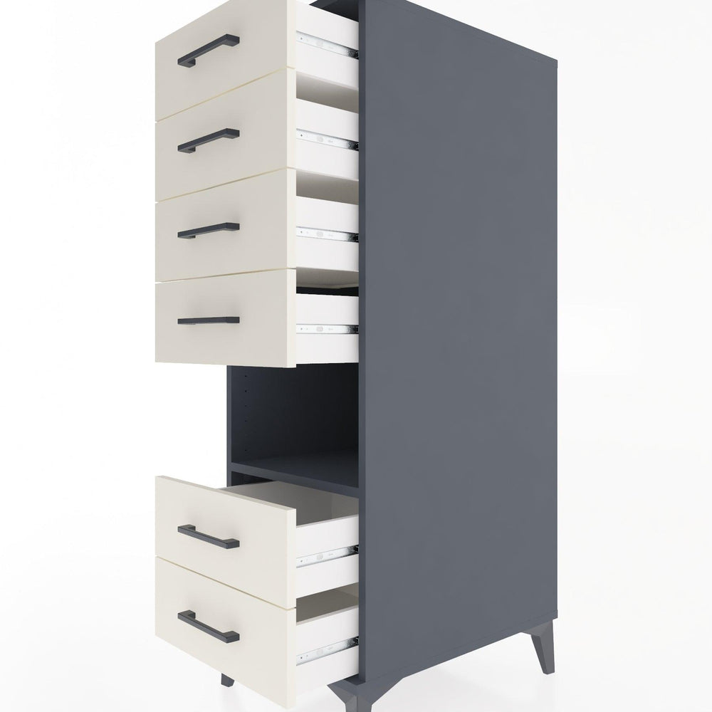 Woodntry Modular Cabinet Anthracite 44x59x122 cm with Drawers and Shelves CR131-2