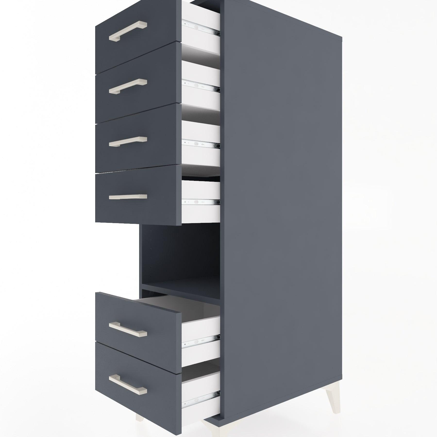 Woodntry Modular Cabinet Anthracite 44x59x122 cm with Drawers and Shelves CR131-2