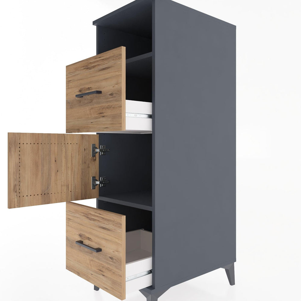 Woodntry Modüler Dolap Antrasit 44x59x122 cm Fonksiyonel F132-2