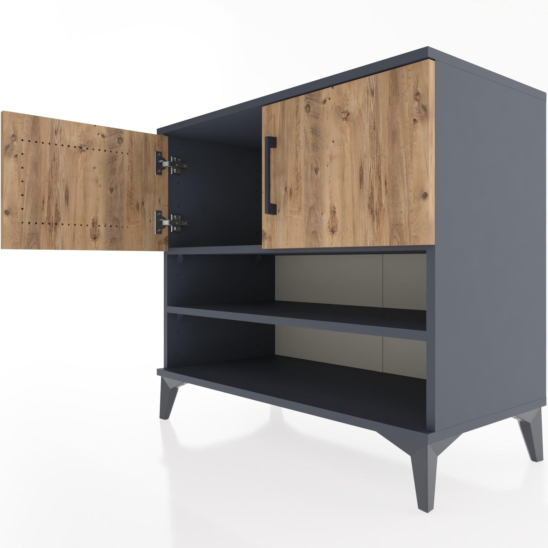 Woodntry Modüler Şifonyer Antrasit 88x44x68 cm Kapaklı ve Raflı KR32-2
