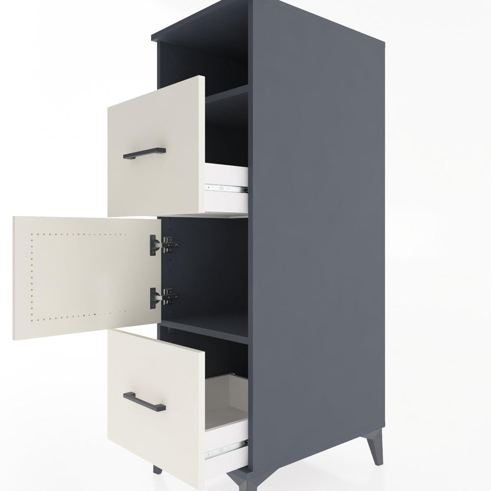 Woodntry Modüler Dolap Antrasit 44x59x122 cm Fonksiyonel F132-2