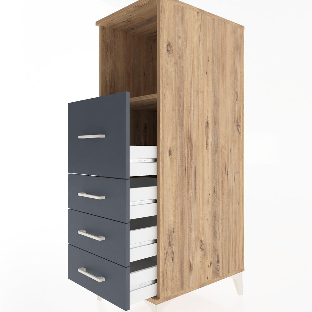 Woodntry Modüler Dolap Çam 44x30x122 cm Çekmeceli ve Raflı CR82-3