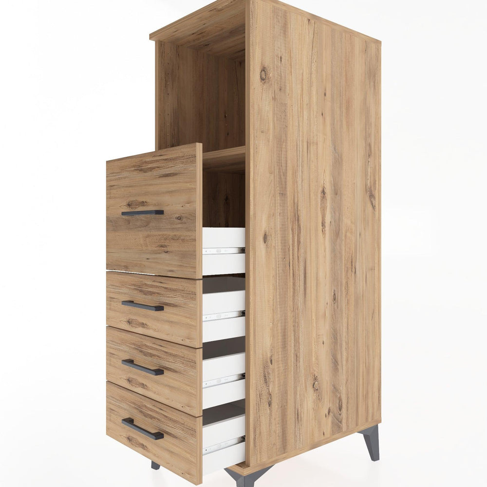 Woodntry Modüler Dolap Çam 44x30x122 cm Çekmeceli ve Raflı CR82-3