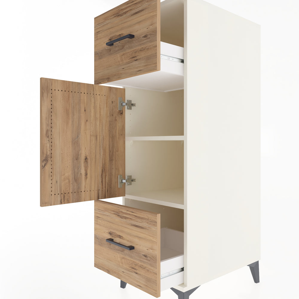 Woodntry Modüler Dolap Aytaşı 44x59x122 cm Kapaklı ve Çekmeceli KC33-1