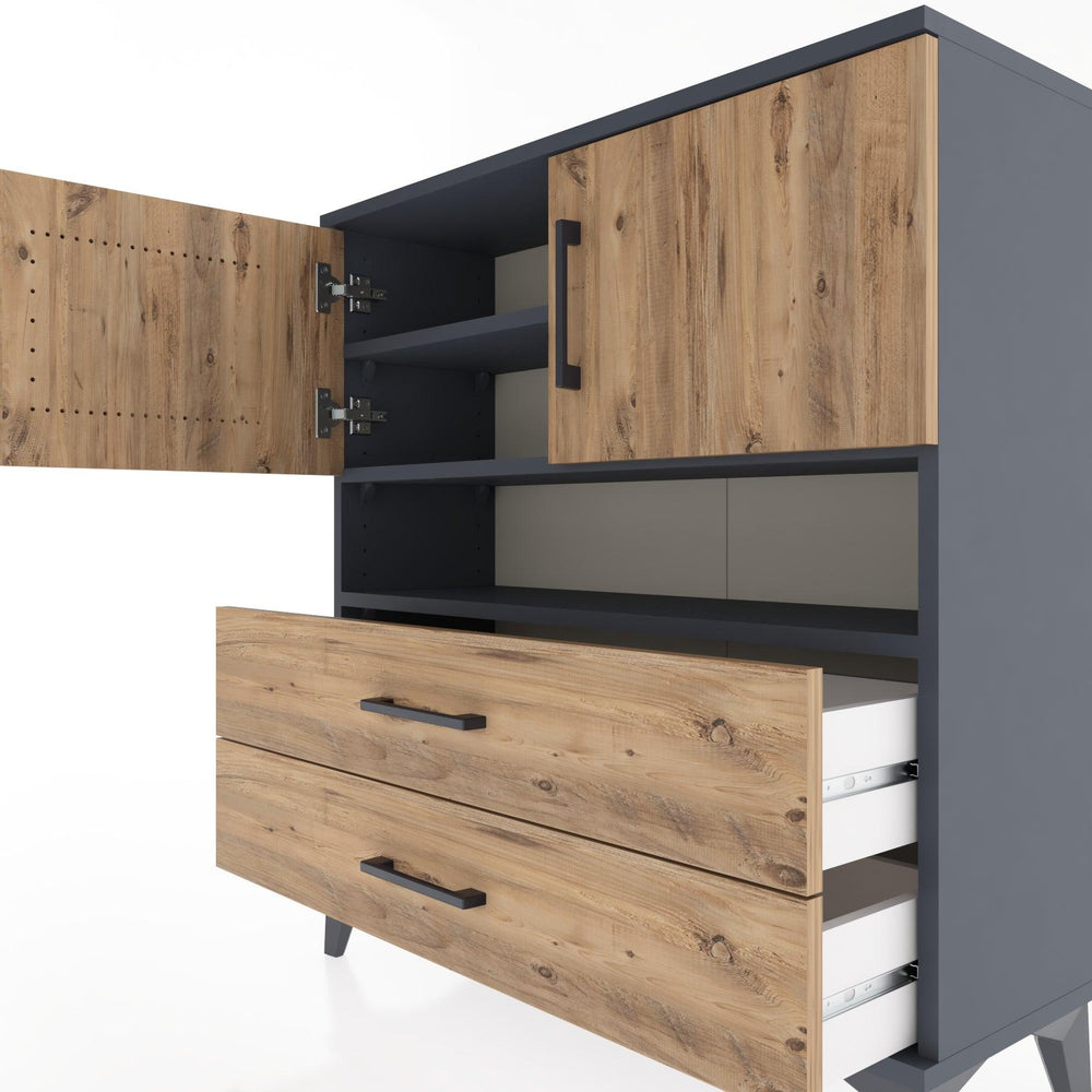 Woodntry Modüler Şifonyer Antrasit 88x30x84 cm Fonksiyonel F33-2