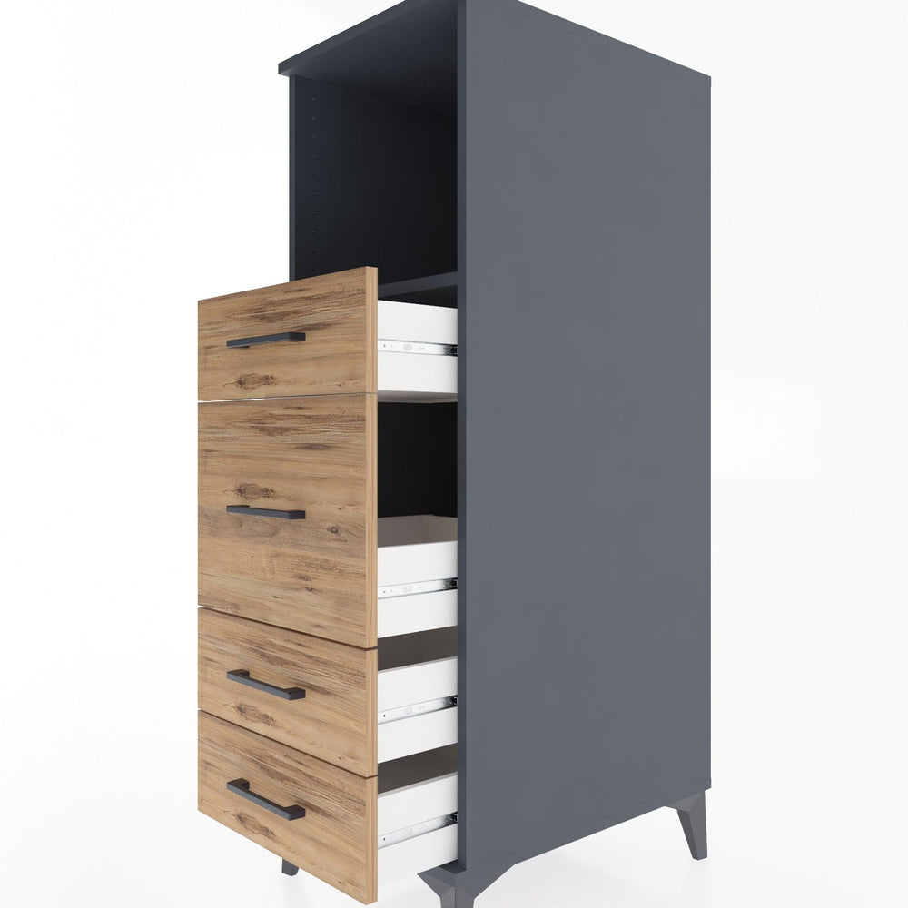 Woodntry Modular Cabinet Anthracite 44x30x122 cm with Drawers and Shelves CR83-2