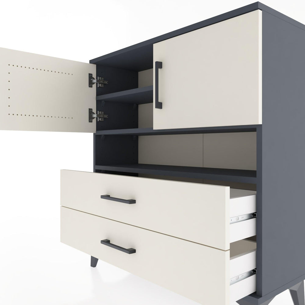 Woodntry Modüler Şifonyer Antrasit 88x30x84 cm Fonksiyonel F33-2
