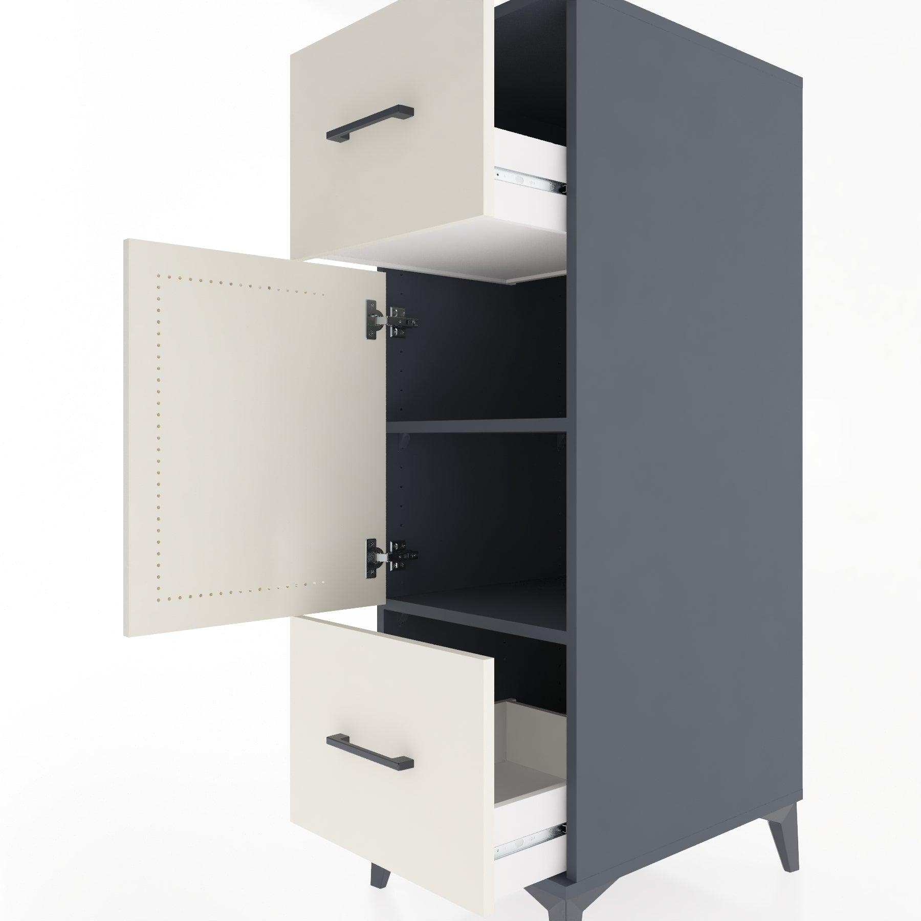Woodntry Modular Cabinet Anthracite 44x30x122 cm with Doors and Drawers KC33-2
