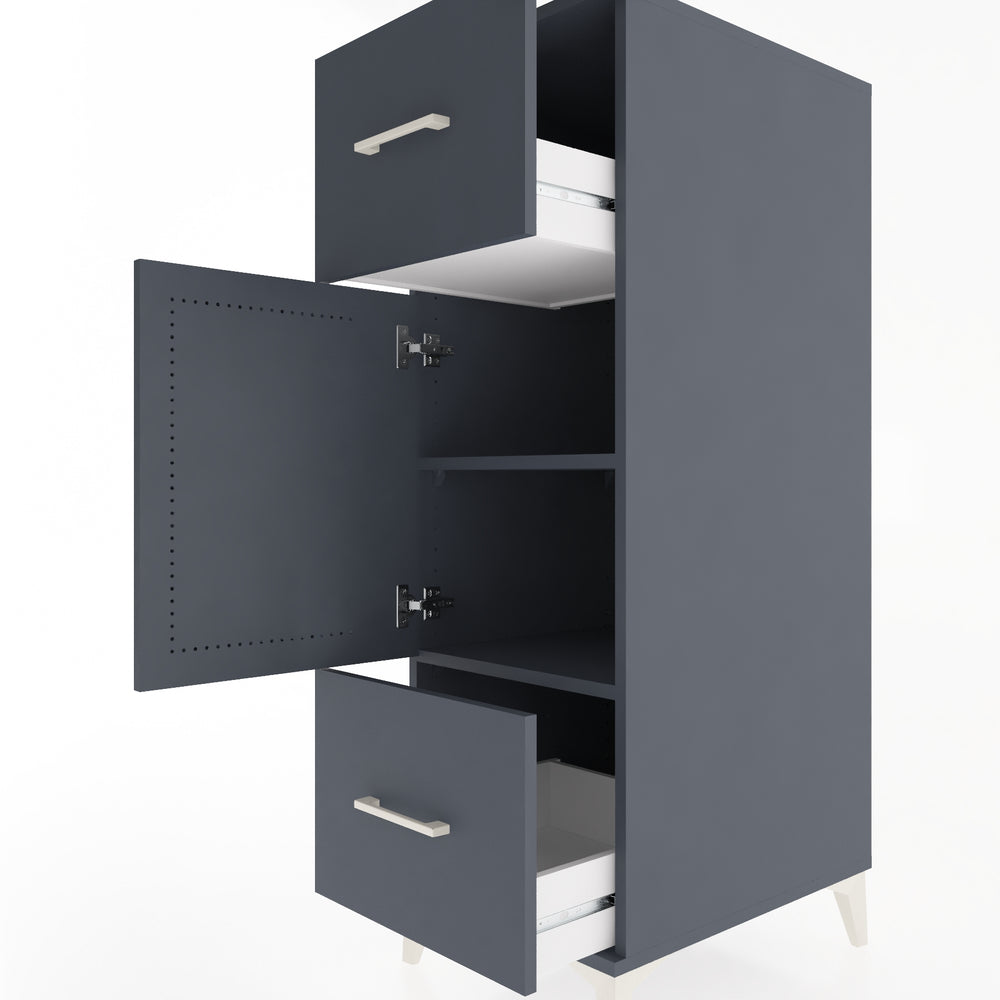 Woodntry Modüler Dolap Antrasit 44x59x122 cm Kapaklı ve Çekmeceli KC33-2