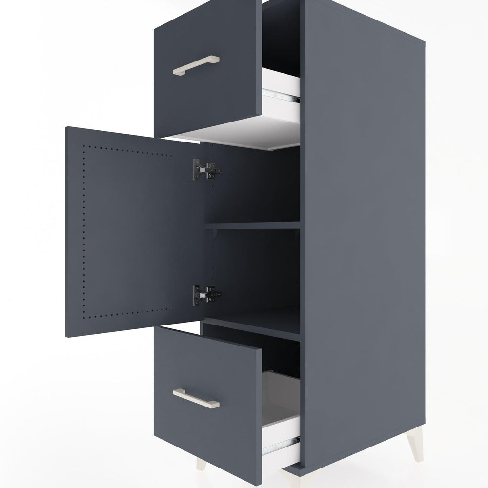 Woodntry Modüler Dolap Antrasit 44x30x122 cm Kapaklı ve Çekmeceli KC33-2