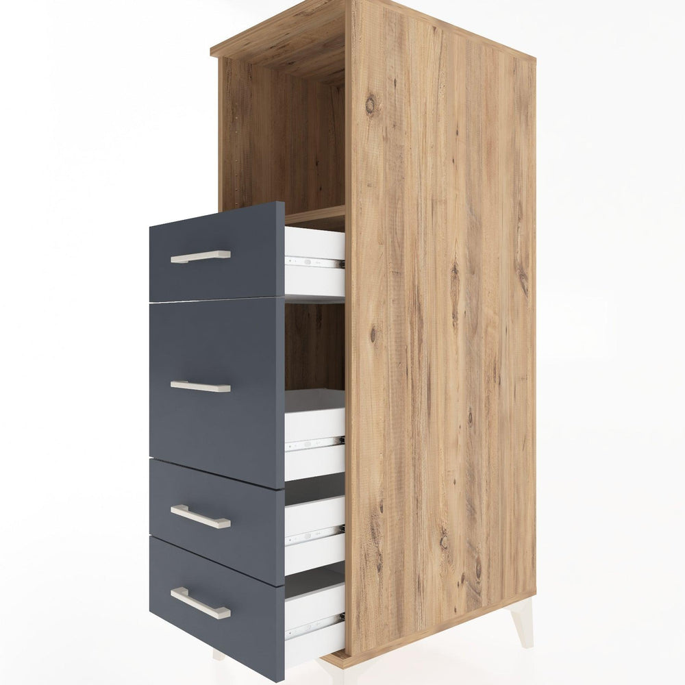 Woodntry Modüler Dolap Çam 44x30x122 cm Çekmeceli ve Raflı CR83-3