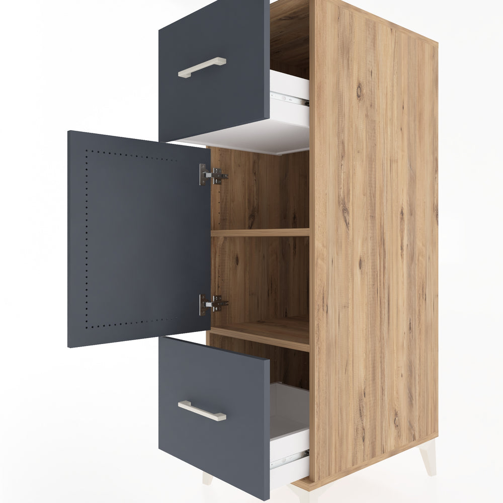 Woodntry Modular Cabinet Pine 44x59x122 cm with Doors and Drawers KC33-3