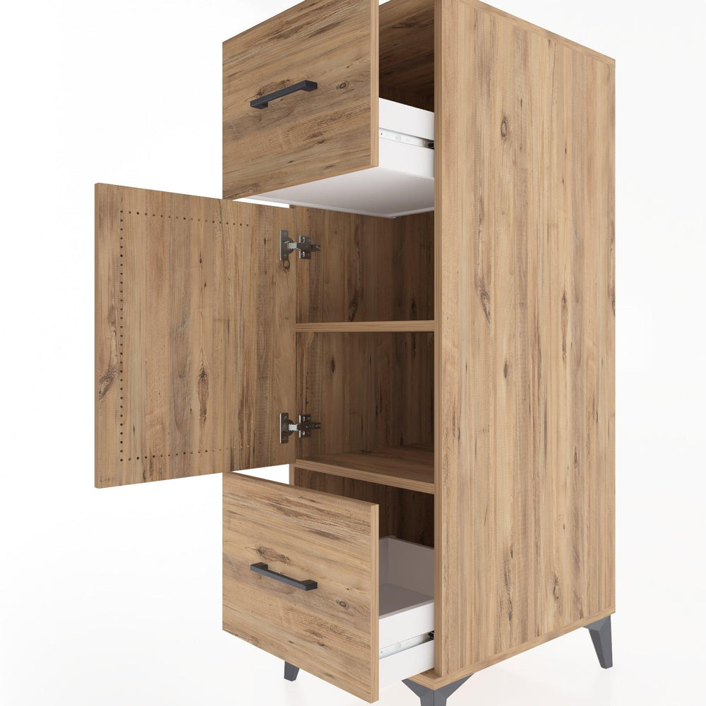 Woodntry Modular Cabinet Pine 44x30x122 cm with Doors and Drawers KC33-3