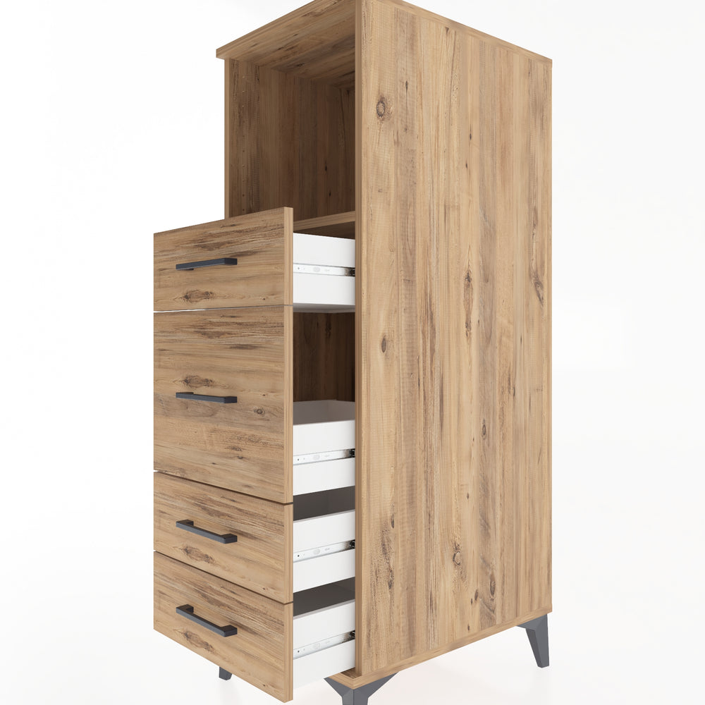 Woodntry Modüler Dolap Çam 44x59x122 cm Çekmeceli ve Raflı CR83-3