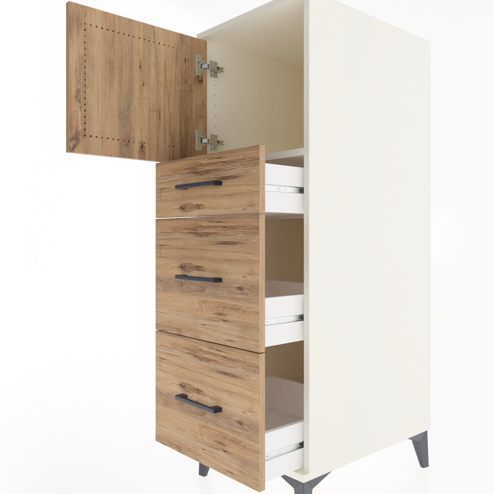 Woodntry Modüler Dolap Aytaşı 44x59x122 cm Kapaklı ve Çekmeceli KC34-1