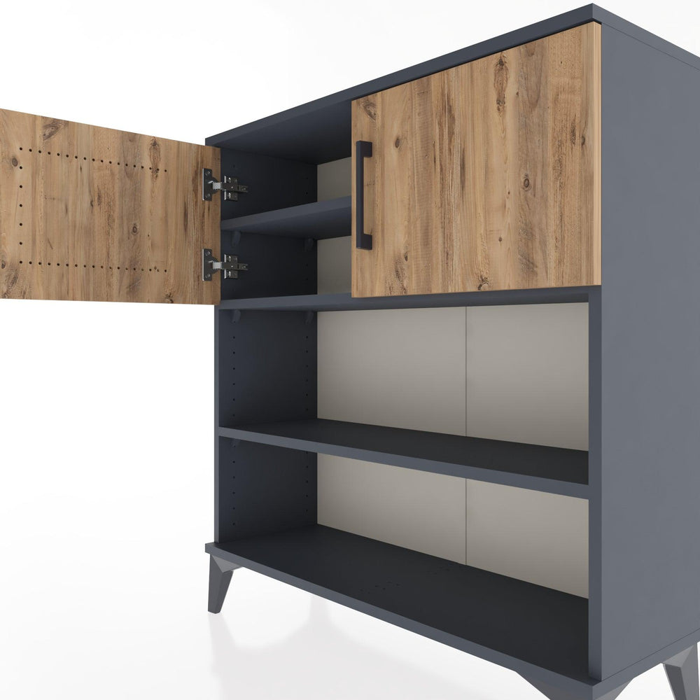 Woodntry Modüler Şifonyer Antrasit 88x30x84 cm Kapaklı ve Raflı KR34-2