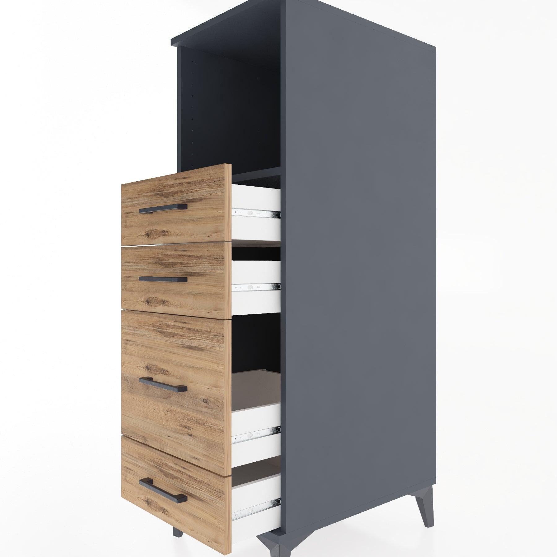 Woodntry Modular Cabinet Anthracite 44x30x122 cm with Drawers and Shelves CR84-2