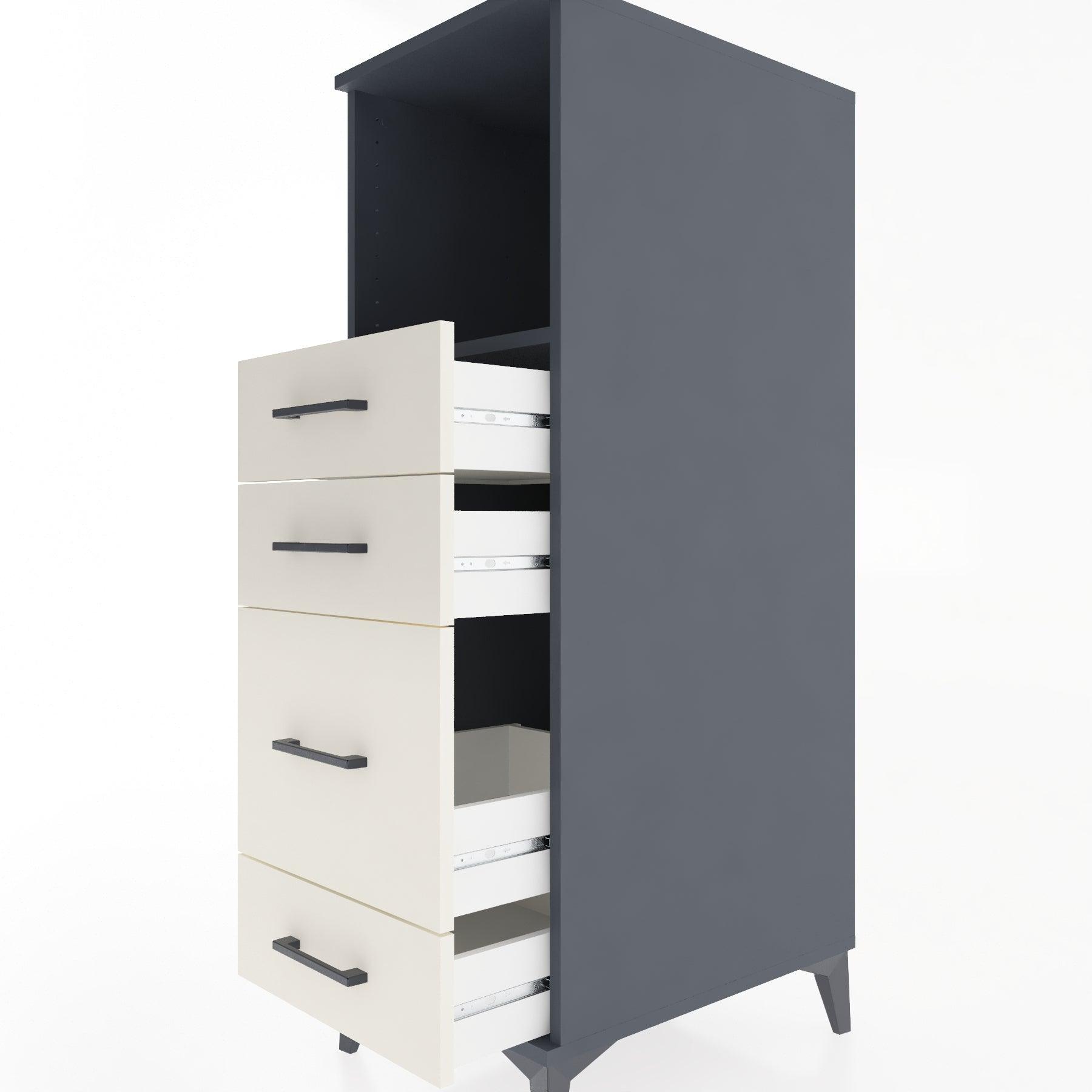 Woodntry Modular Cabinet Anthracite 44x30x122 cm with Drawers and Shelves CR84-2