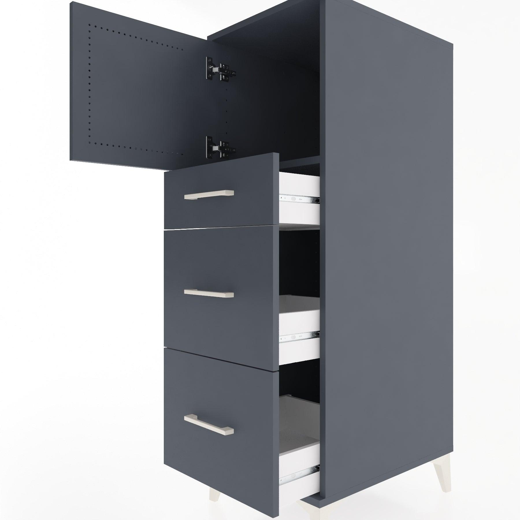 Woodntry Modular Cabinet Anthracite 44x30x122 cm with Doors and Drawers KC34-2