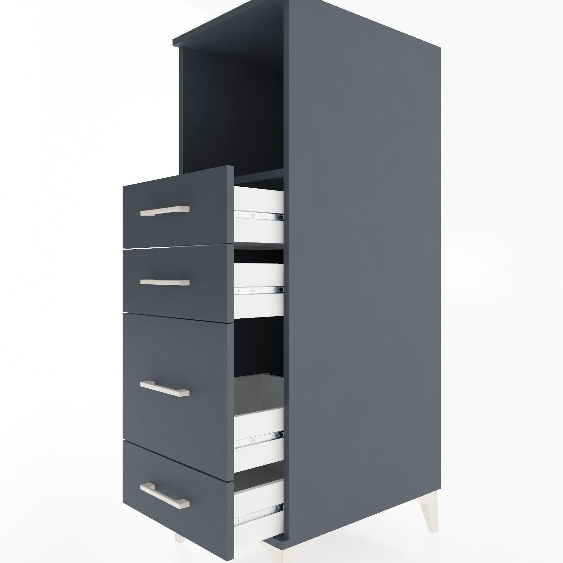 Woodntry Modular Cabinet Anthracite 44x30x122 cm with Drawers and Shelves CR84-2