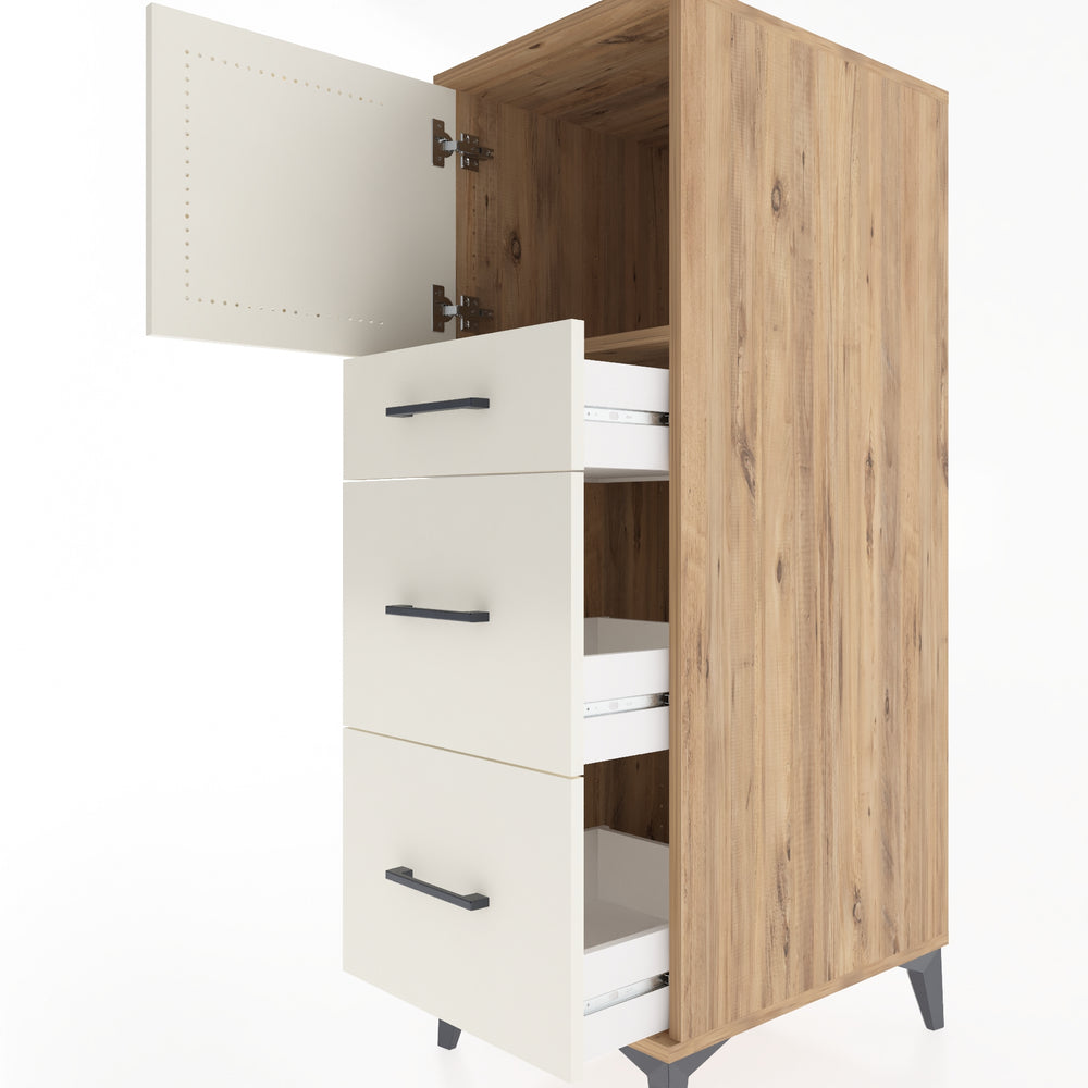 Woodntry Modular Cabinet Pine 44x59x122 cm with Doors and Drawers KC34-3