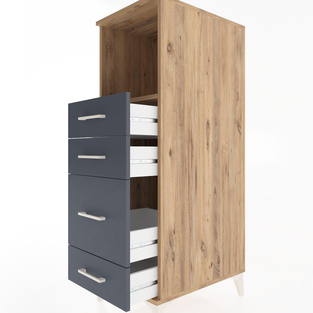 Woodntry Modüler Dolap Çam 44x30x122 cm Çekmeceli ve Raflı CR84-3